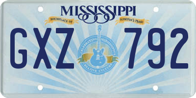 MS license plate GXZ792