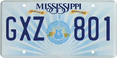 MS license plate GXZ801