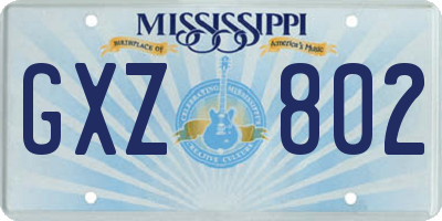 MS license plate GXZ802