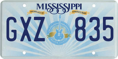 MS license plate GXZ835