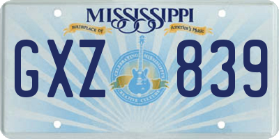 MS license plate GXZ839
