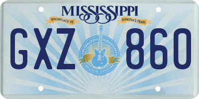 MS license plate GXZ860