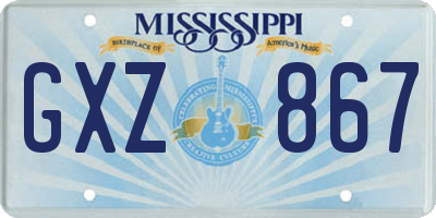 MS license plate GXZ867