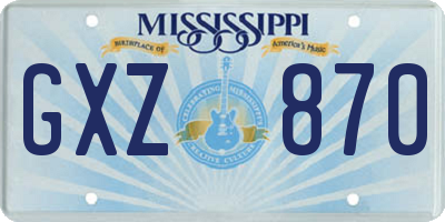 MS license plate GXZ870
