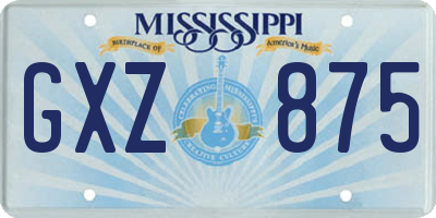 MS license plate GXZ875