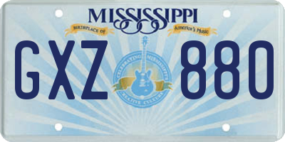 MS license plate GXZ880