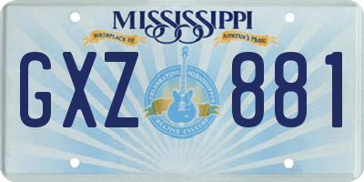 MS license plate GXZ881