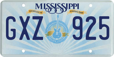 MS license plate GXZ925