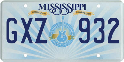 MS license plate GXZ932