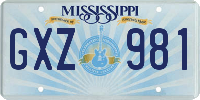 MS license plate GXZ981
