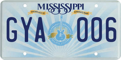 MS license plate GYA006