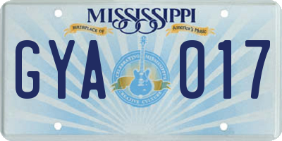 MS license plate GYA017