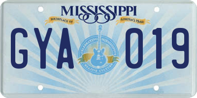 MS license plate GYA019