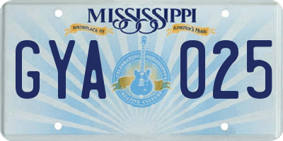 MS license plate GYA025