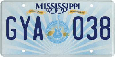MS license plate GYA038