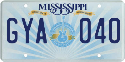 MS license plate GYA040