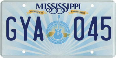 MS license plate GYA045