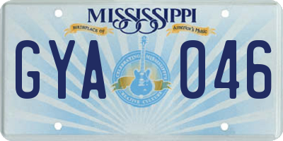 MS license plate GYA046