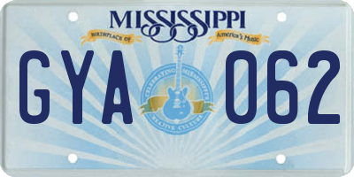 MS license plate GYA062