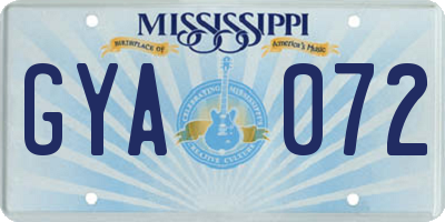 MS license plate GYA072
