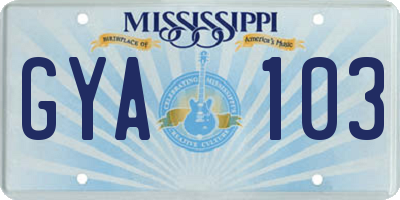MS license plate GYA103