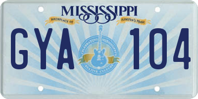 MS license plate GYA104