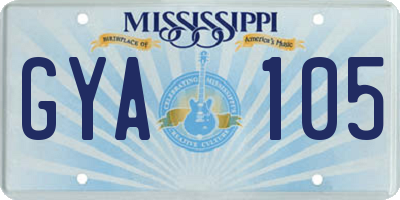 MS license plate GYA105