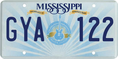 MS license plate GYA122