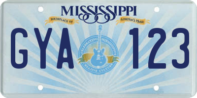MS license plate GYA123