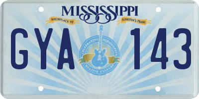 MS license plate GYA143