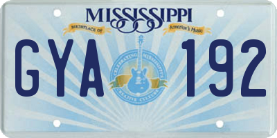 MS license plate GYA192