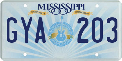 MS license plate GYA203