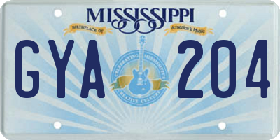MS license plate GYA204