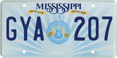 MS license plate GYA207