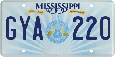 MS license plate GYA220
