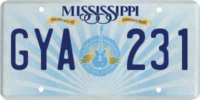 MS license plate GYA231