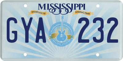 MS license plate GYA232