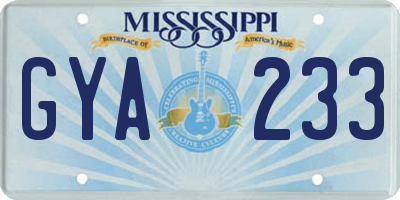 MS license plate GYA233