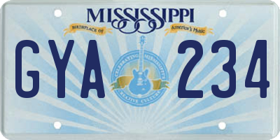 MS license plate GYA234
