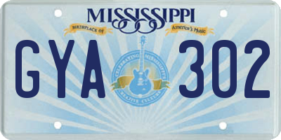 MS license plate GYA302