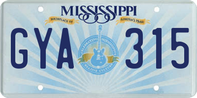 MS license plate GYA315