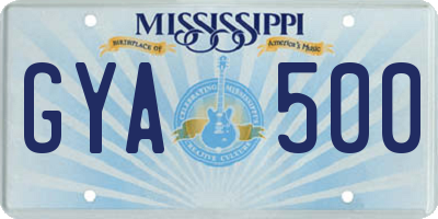 MS license plate GYA500