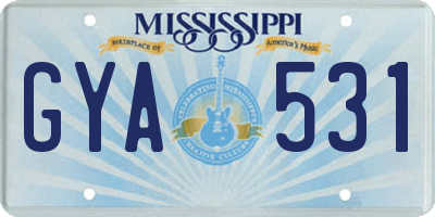 MS license plate GYA531