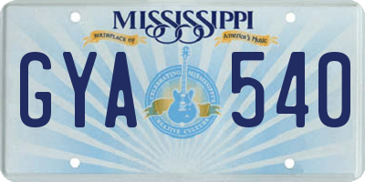MS license plate GYA540