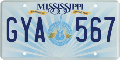 MS license plate GYA567