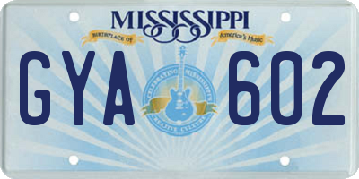 MS license plate GYA602