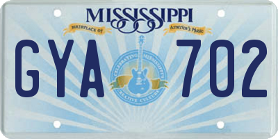 MS license plate GYA702