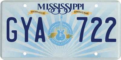 MS license plate GYA722