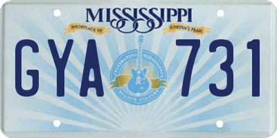 MS license plate GYA731