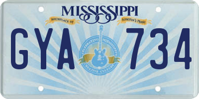 MS license plate GYA734